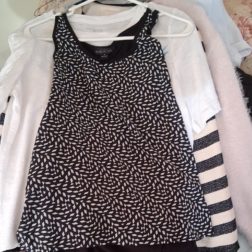 August Silk Black and White Abstract Tank Top